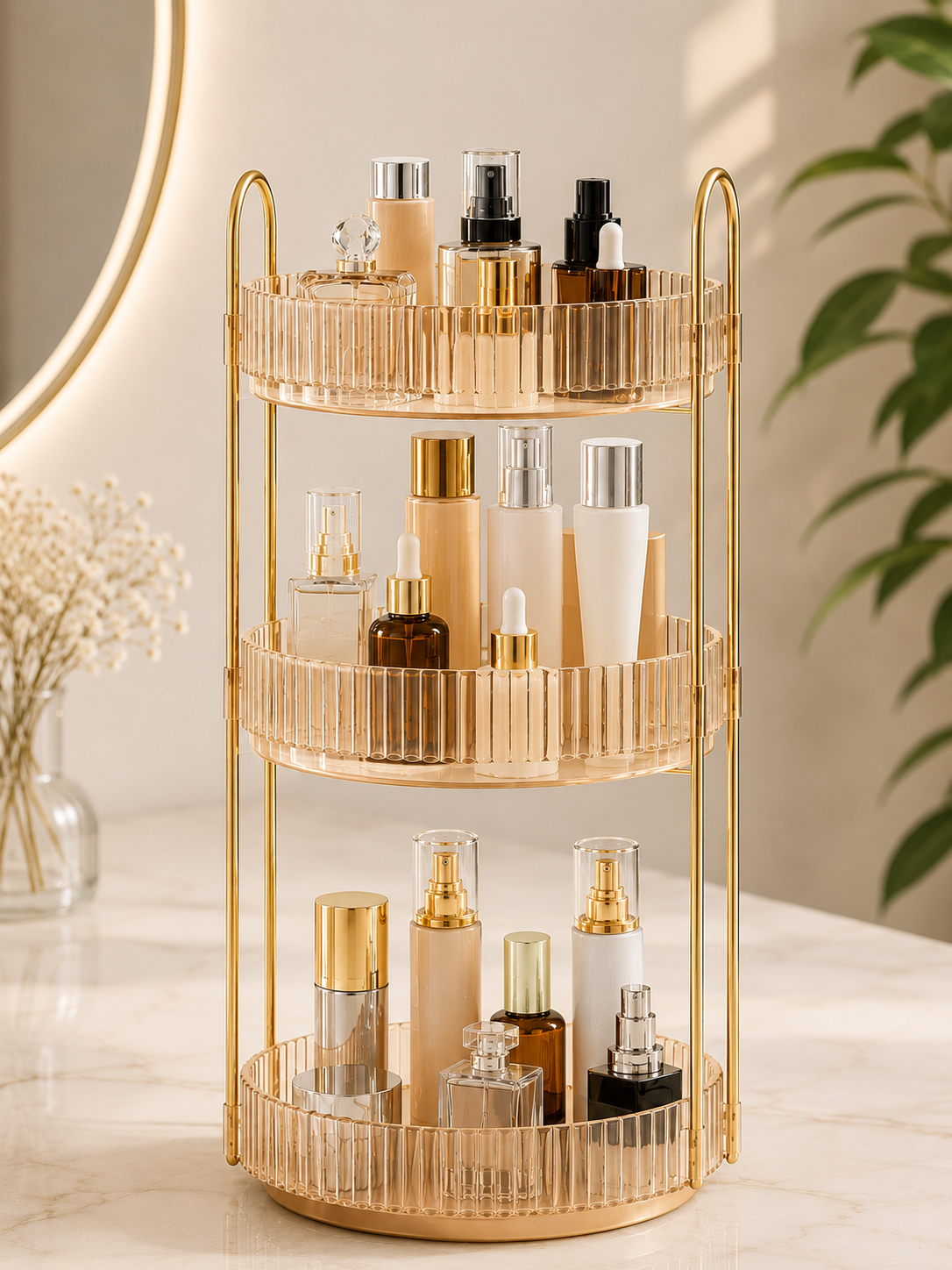 360° Rotating Makeup & Skincare Organiser — 3-Tier