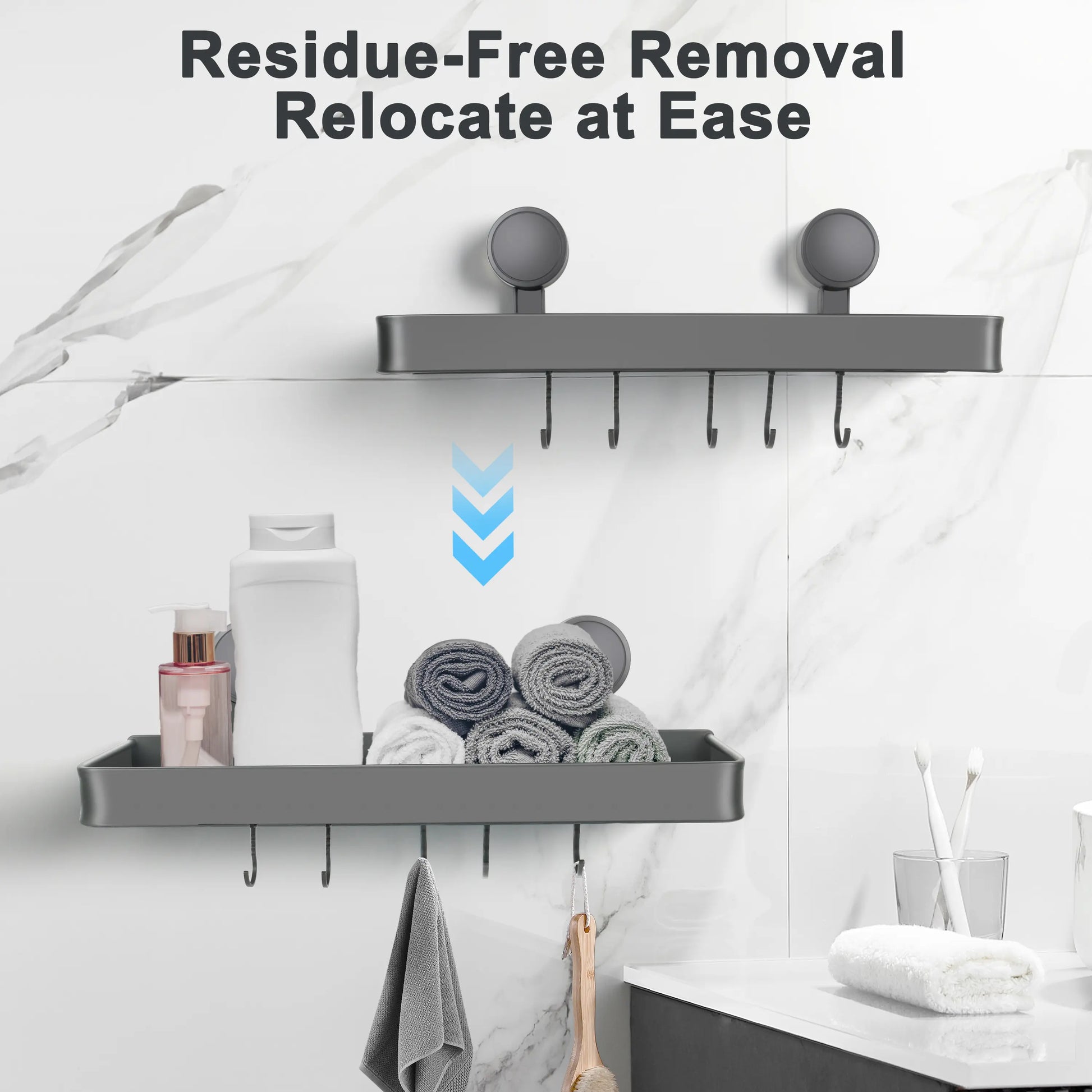 MECHEER Bathroom Suction Shower Caddy , 1 Pack inside Shower Storage Organizer Wall Rack,Suction Cup Shower Shelf for Bath Accessories & Home Decor