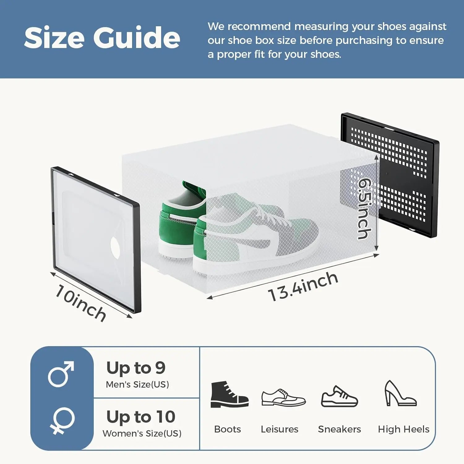 Sweetcrispy 12-Pack Durable PE Plastic Configurable Shoe Storage Boxes with Lids, Stackable High-Capacity Organizer for Closet, Wedges, Closet Organization, Easy to Clean with Mild Soap and Water