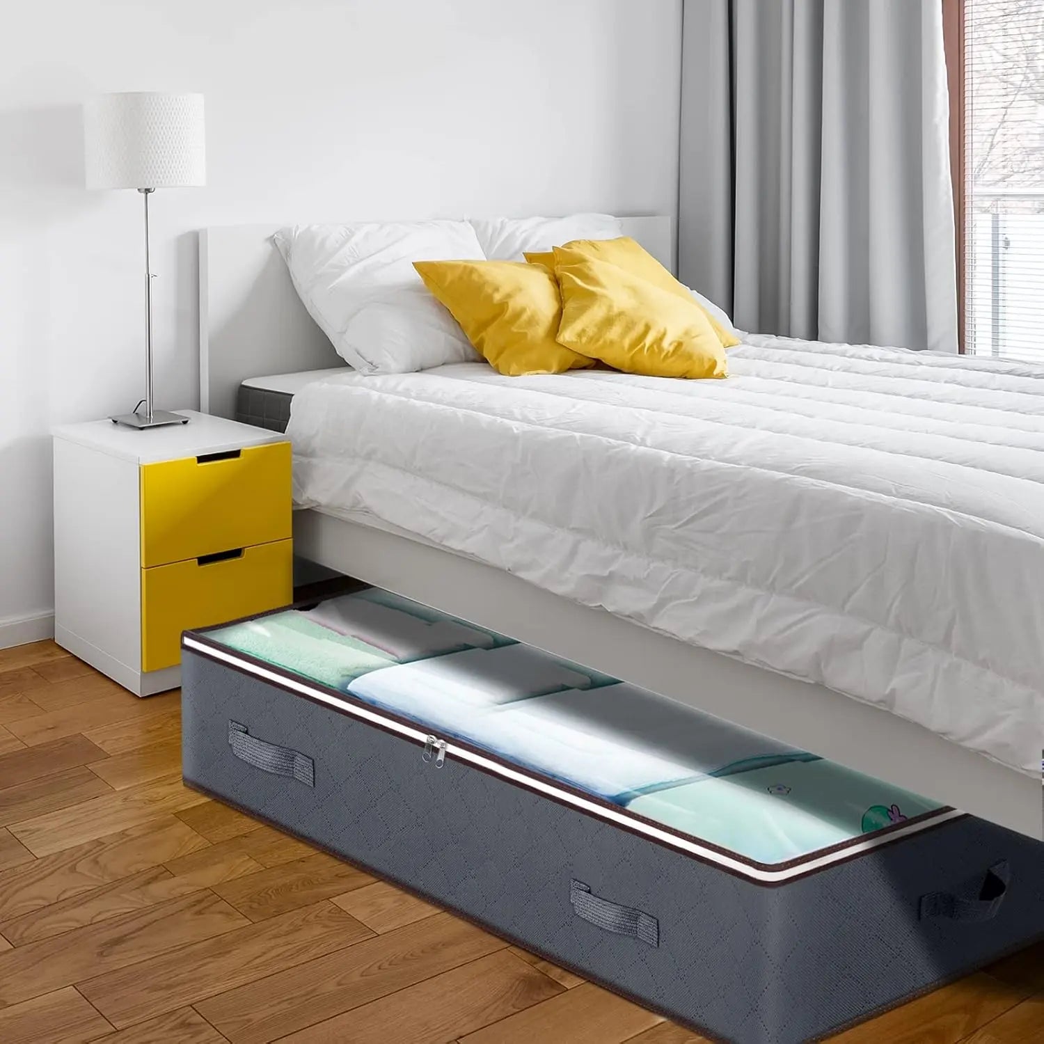 Under Bed Storage Bag Large Capacity under Bed Storage Bag with Transparent Window and Reinforced Handle (90L) Containers Christmas