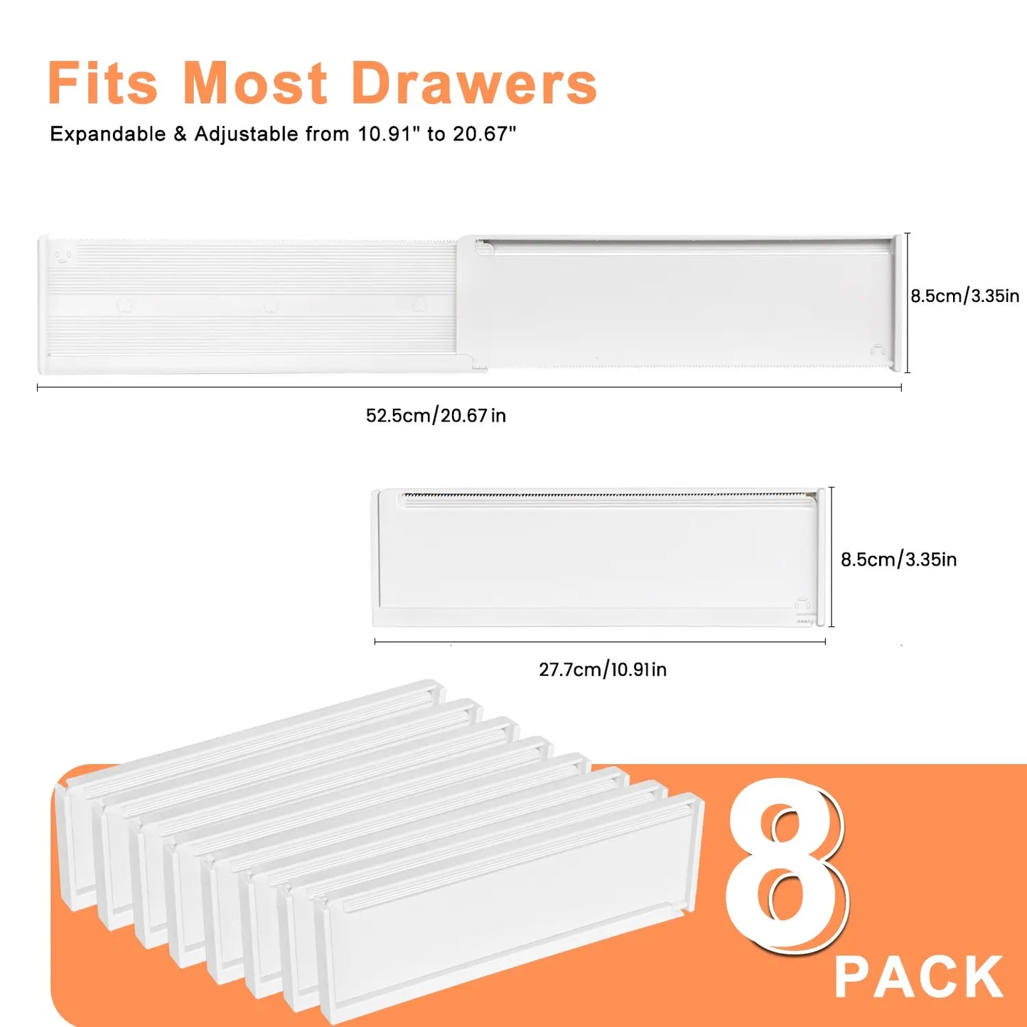 Drawer Divider, 6 Counts Adjustable Drawer Divider, Expandable Kitchen Drawer Divider, Fits Most Drawers, Installed by Double-Sided Tape, Expandable Drawer Organizer, Adjustable Dividers
