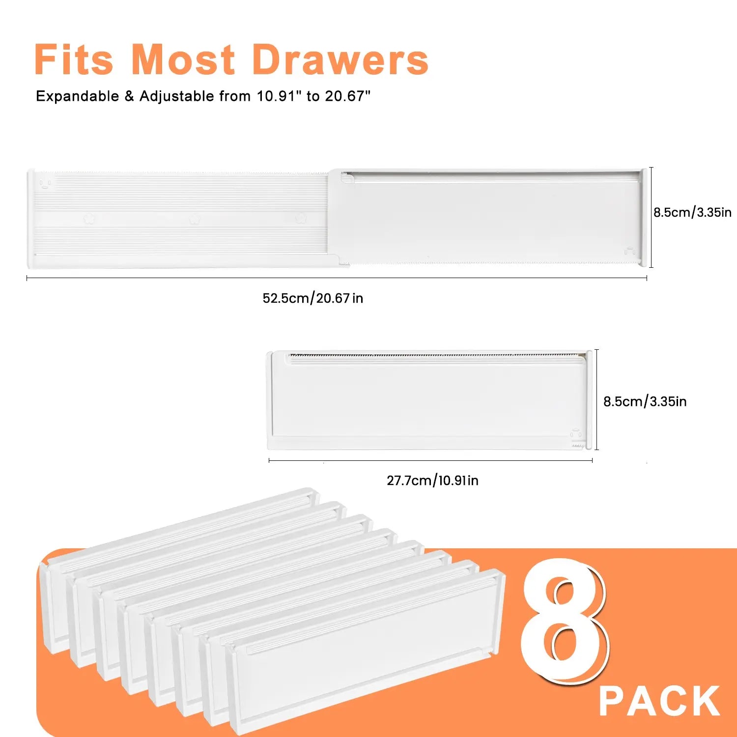 Drawer Divider, 6 Counts Adjustable Drawer Divider, Expandable Kitchen Drawer Divider, Fits Most Drawers, Installed by Double-Sided Tape, Expandable Drawer Organizer, Adjustable Dividers
