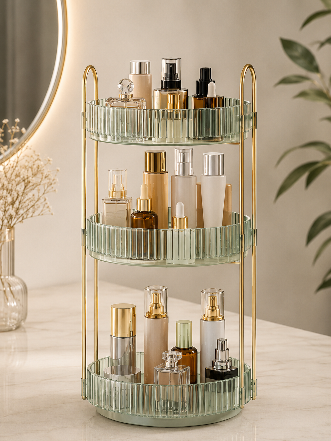 360° Rotating Makeup & Skincare Organiser — 3-Tier