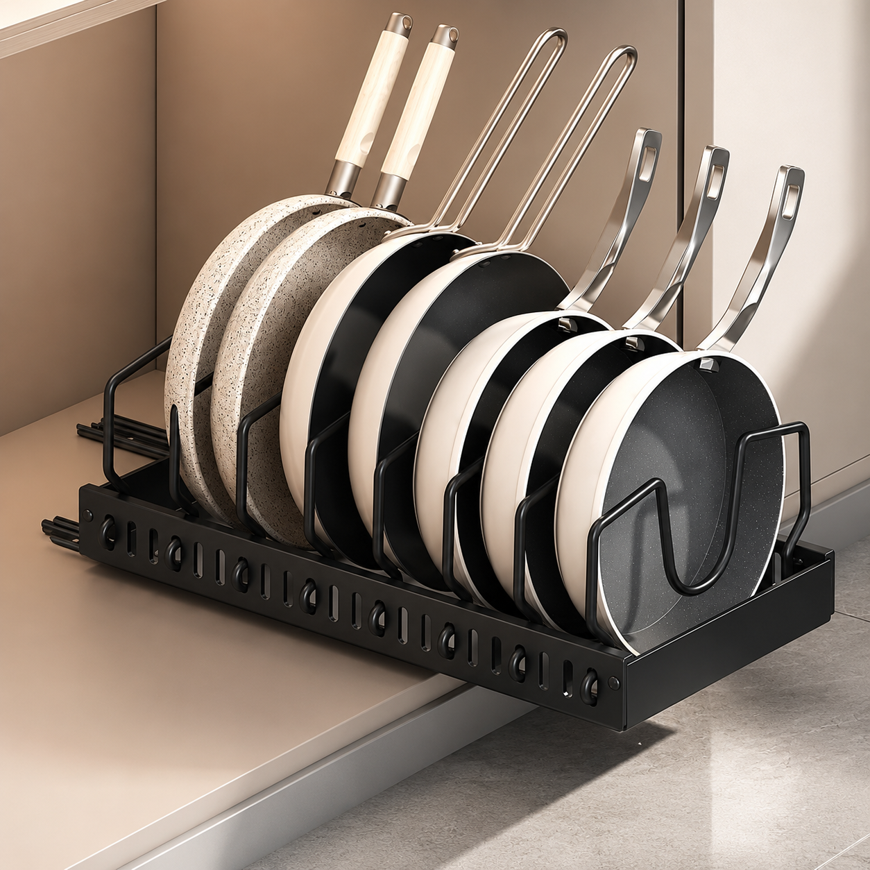 The Pull-Out Pan & Pot Organiser - Black