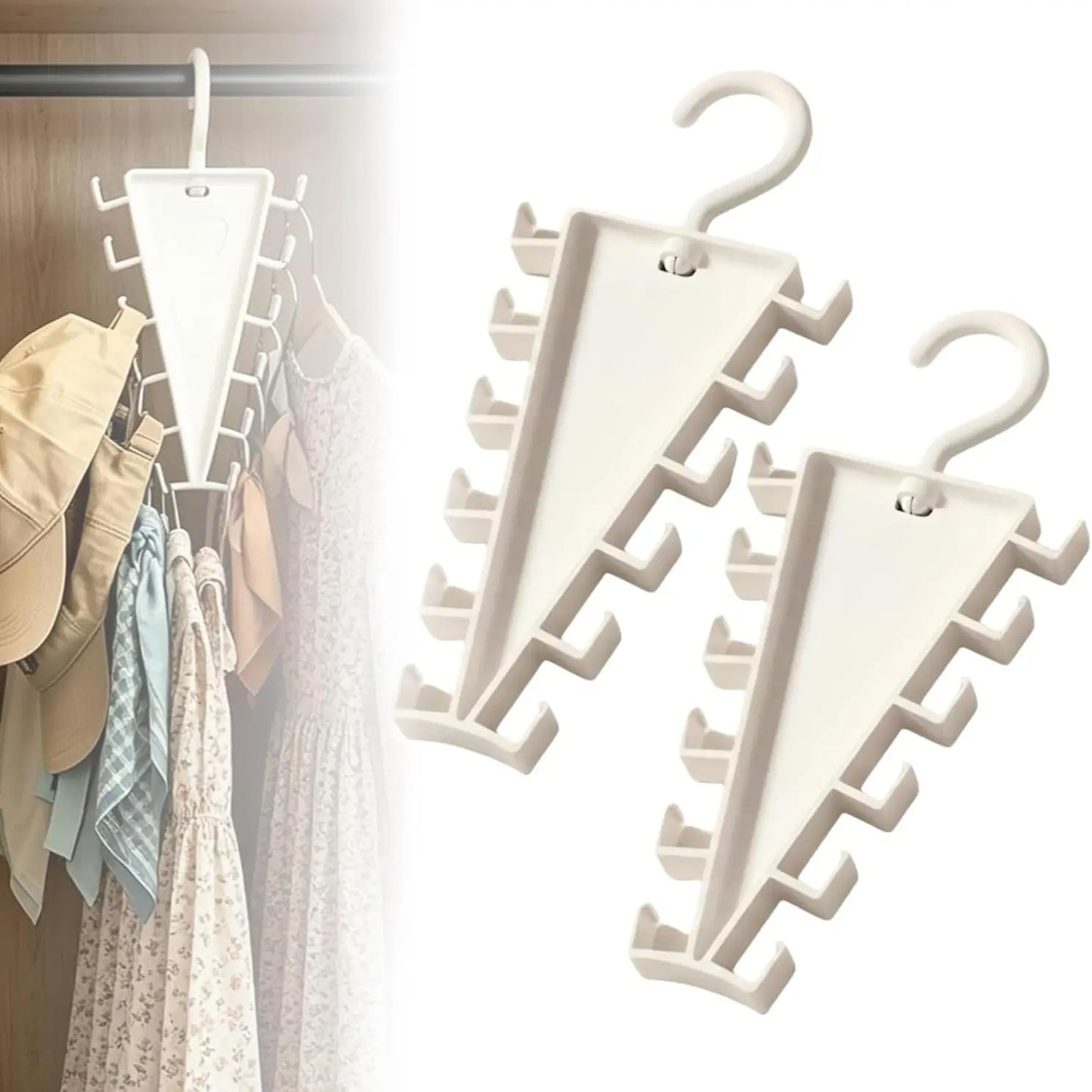 V Shaped Double-Sided Closet Organizer Hanger, 360° Rotatable Space Saving Clothes Hanger Organizer, Multi-Layer Vertical Storage Rack with 12 Hooks for Shirts, Jackets, Pants